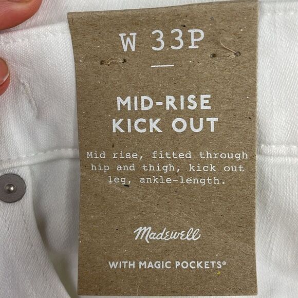 Madewell Mid Rise Kick Out With Magic Pocket White Size W 33P plus size - Picture 9 of 13